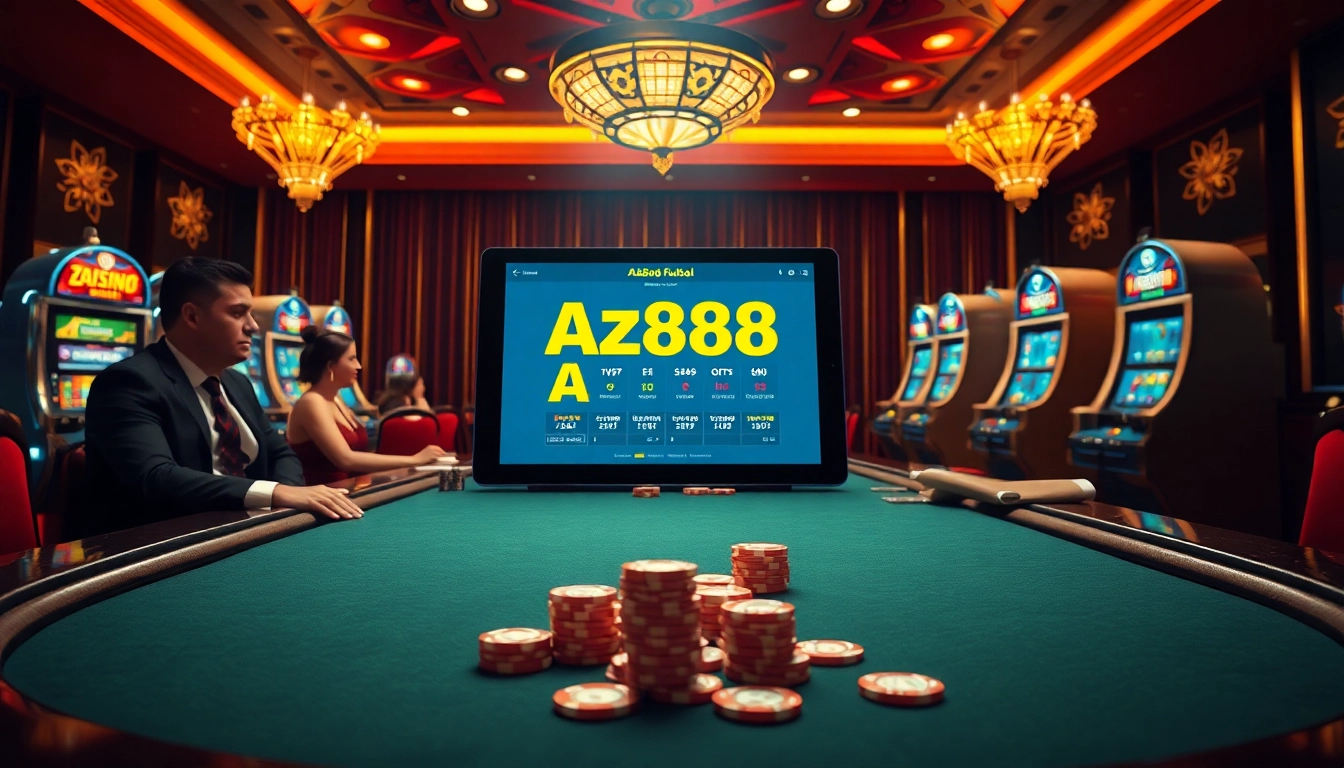 Experience the excitement of gambling at https://az888.futbol with bright slot machines and a lively poker table.