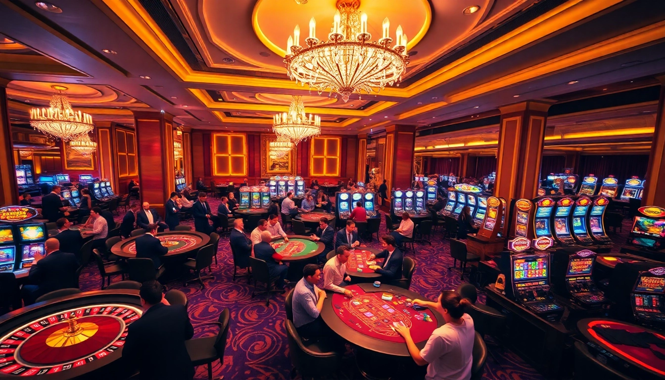 Experience the excitement of gambling at a luxurious casino showcasing the Fun88 link.